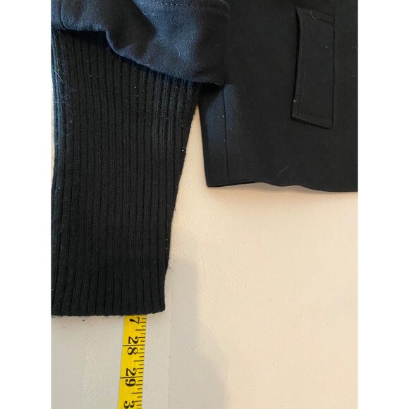 Calvin Klein Womens Black Wool-Blend Cropped Jacket With Knit Cuffs Size 14 - Picture 10 of 10